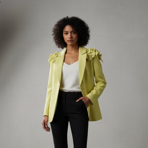 NWT Elliatt Kennedy Oversized Tailored Bow Jacket Blazer Limoncello